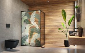 7 Radaway_kabina_prysznicowa_model_Nes_Black_KDJ_I_Frame_z_kolorowym_nadrukiem_Jungle Biophilic design – wiosna w łazience!